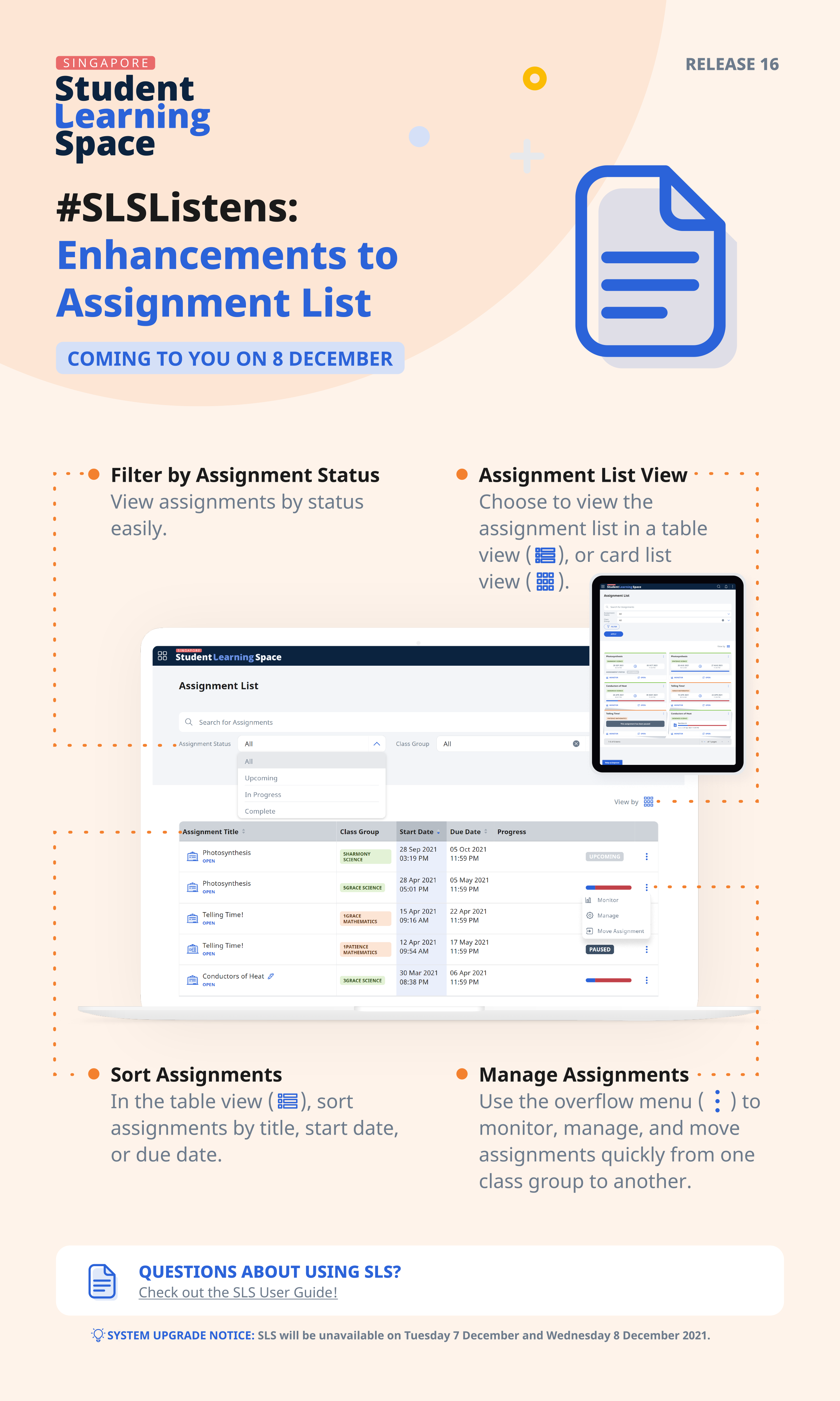 Enhancements to Assignment List